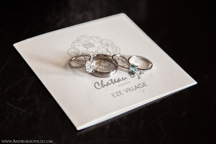 engagement rings and wedding bands for a destination wedding in French Riviera