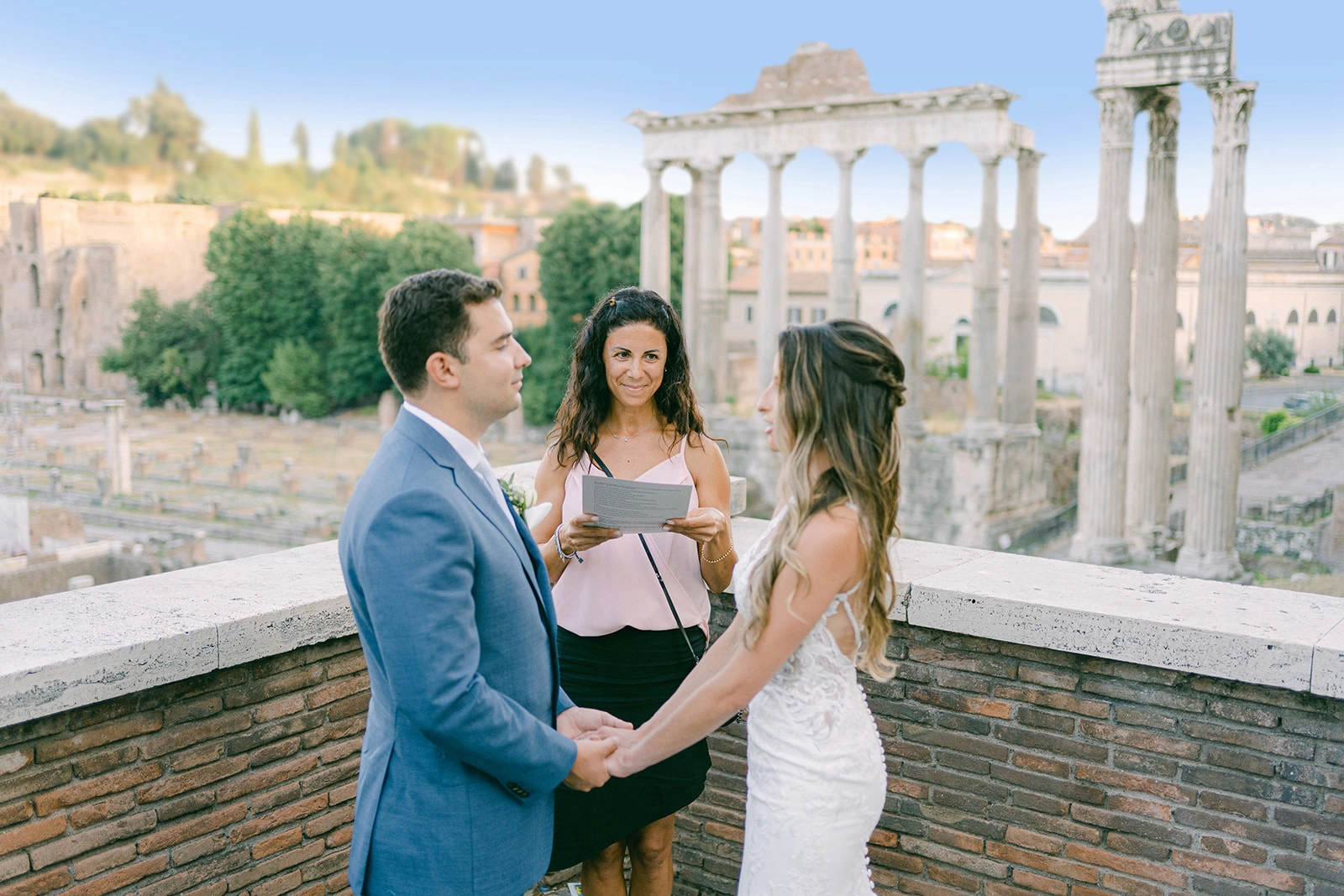 The roman forum in Rome as background