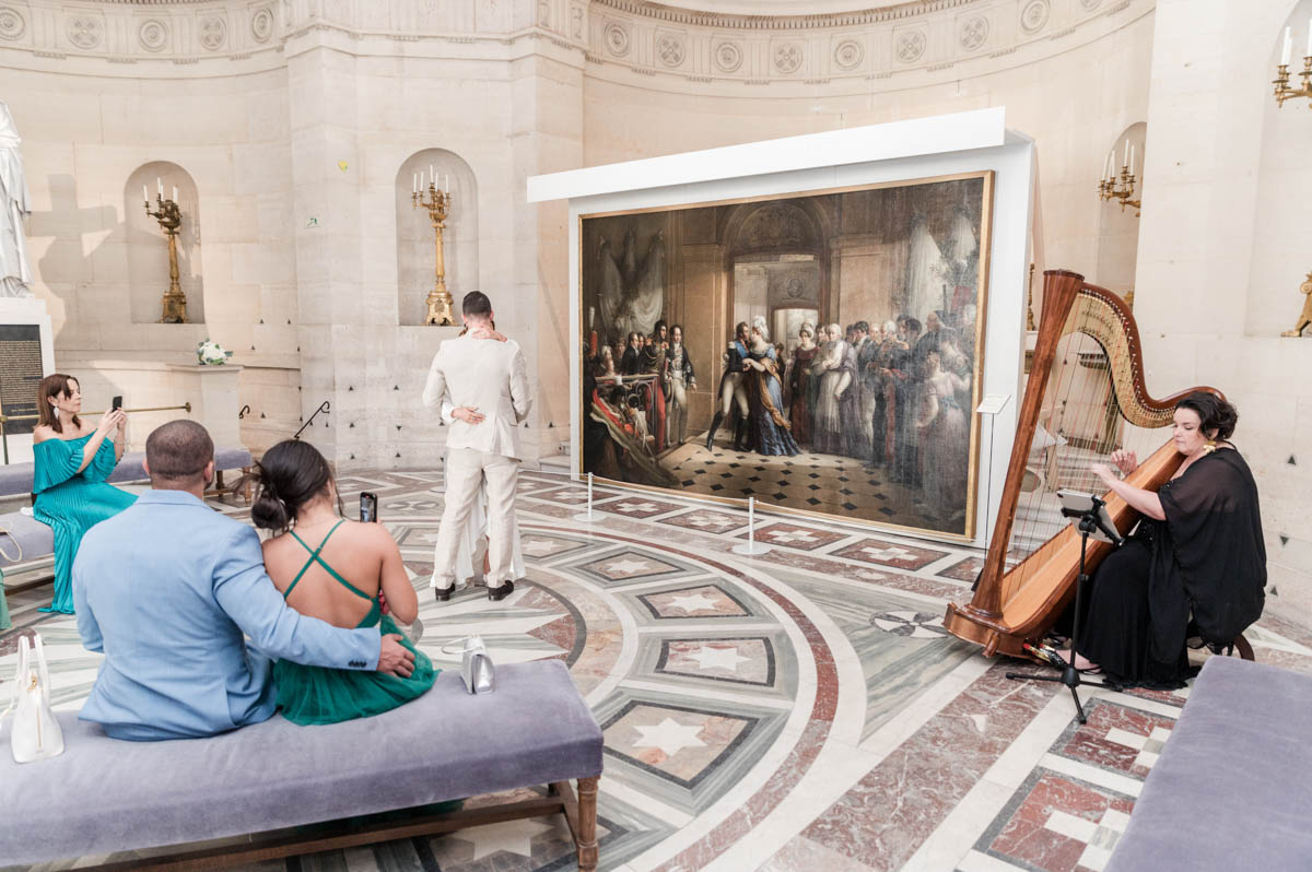 013-Wedding chapelle expiatoire-307 bride and her father walking the aisle in American church in Paris
