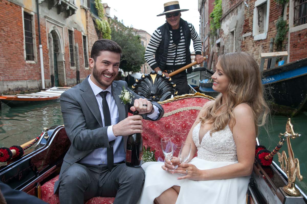 005-elopement in venice-29 the traditional glass of champagne after the vows