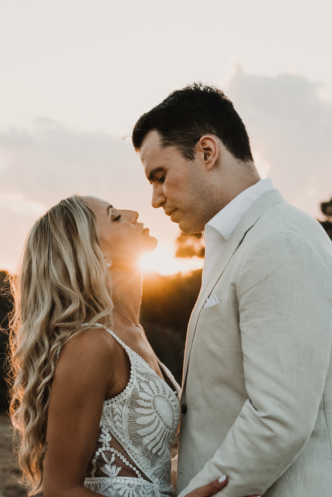 embraced by the sunset, the golden hour for special kiss