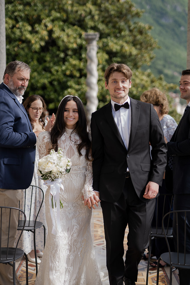 bride and groom in Lake como ceremony