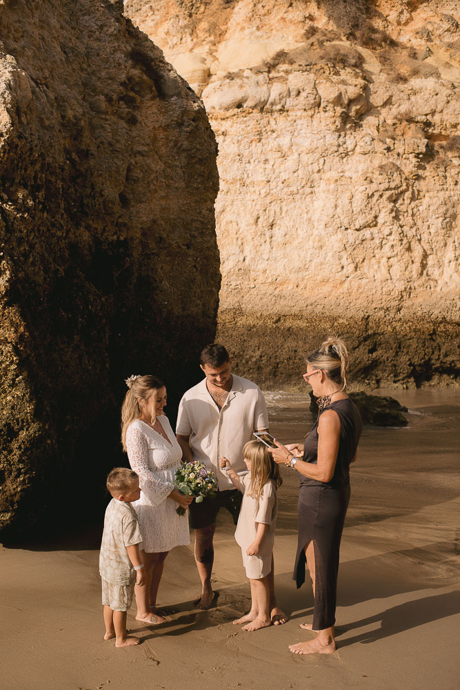 A great spot on the beach with the rock as background for a renew of vows in the Algarve